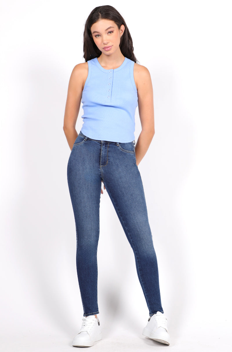 236 Jeans Skinny Push Up Corazón Cintura Alta