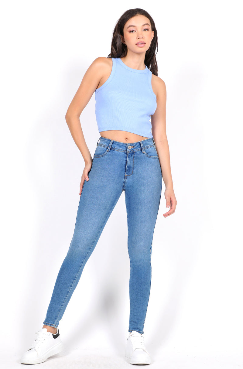 236 Jeans Skinny Push Up Corazón Cintura Alta